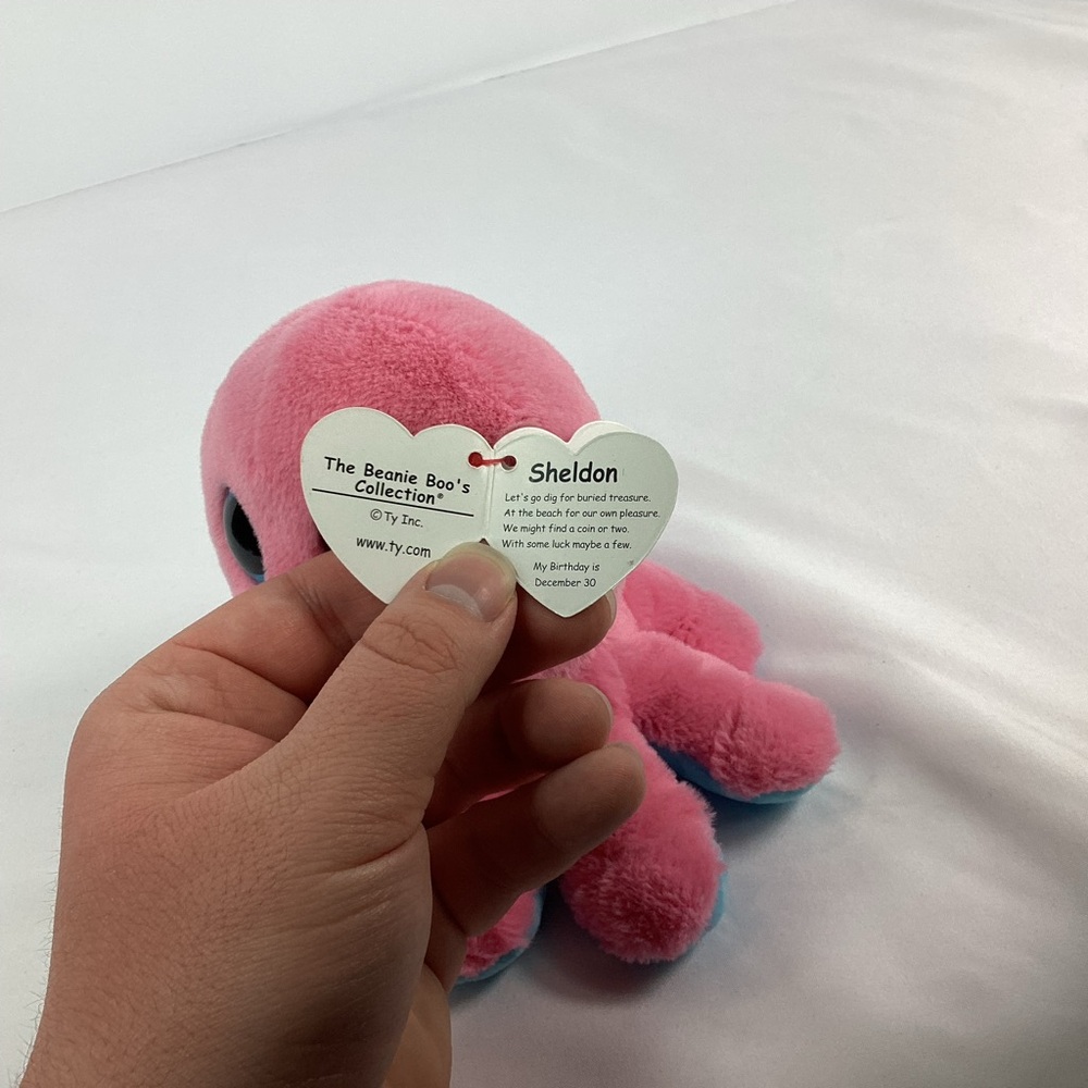 Ty Beanie Boos SHELDON the Octopus 6" Pink Blue Plush Toy 2024 Stuffed Animal - Picture 7 of 13